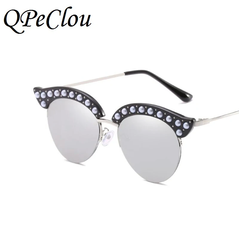 Очки солнцезащитные женские полуроскошные с жемчугом модные брендовые