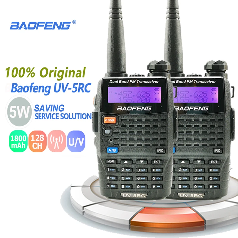2 шт. 100% Оригинал Baofeng UV 5RC портативная рация 5W VHF/UHF дальность двухдиапазонная