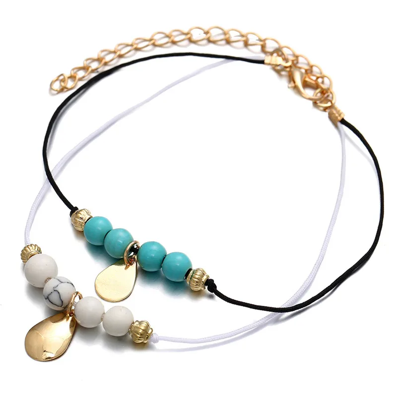 

2pcs/Lot Blue&White Beads Rope Bracelet Yoga Bracelet Healing Balance Stones Beads Bracelet Women Jewelry