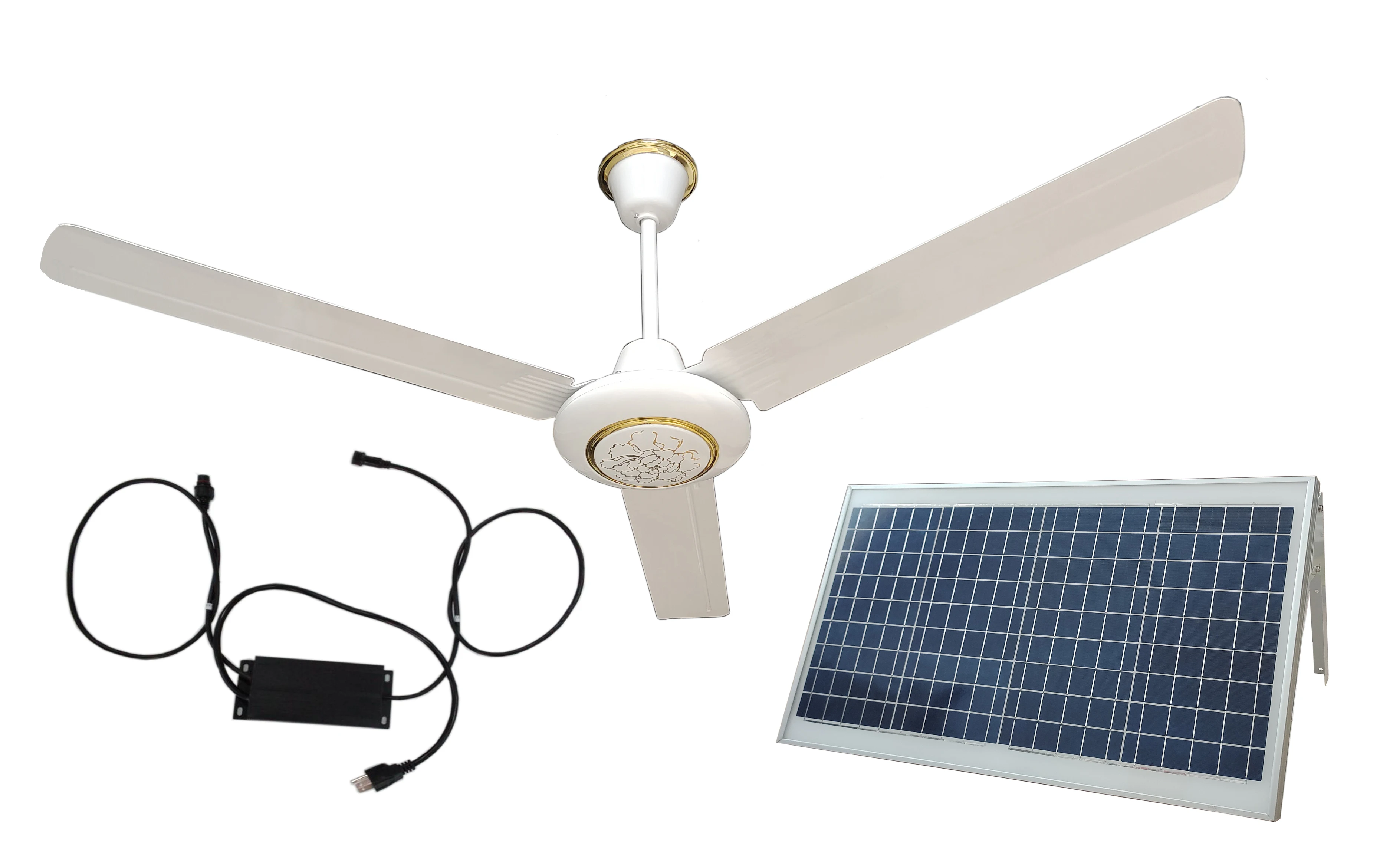 solar ceiling fan solar ceiling fan 50W solar panel+ac/dc converter runs 24h working for Veranda Balconies Sunroom Garage