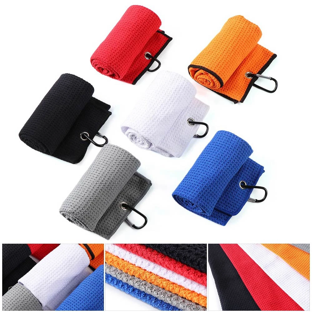 

30*30cm Microfiber Golf Towel Cotton Cleaning Towels Cleans Clubs Balls With Multifunctional Hook Sweat-absorbent Wiping Cloth