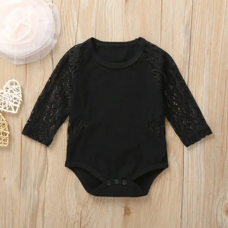 

Pudcoco Baby Girl Clothes Lace Long Sleeve Romper Tops Toddler Infant Girls Summer One Piece Outfits 1-2Y