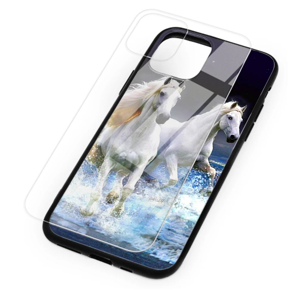 

Watercolor Horse Horses Running Phone Case Tempered Glass For Samsung S20 Plus S7 S8 S9 S10E Plus Note 8 9 10 Plus A7 2018