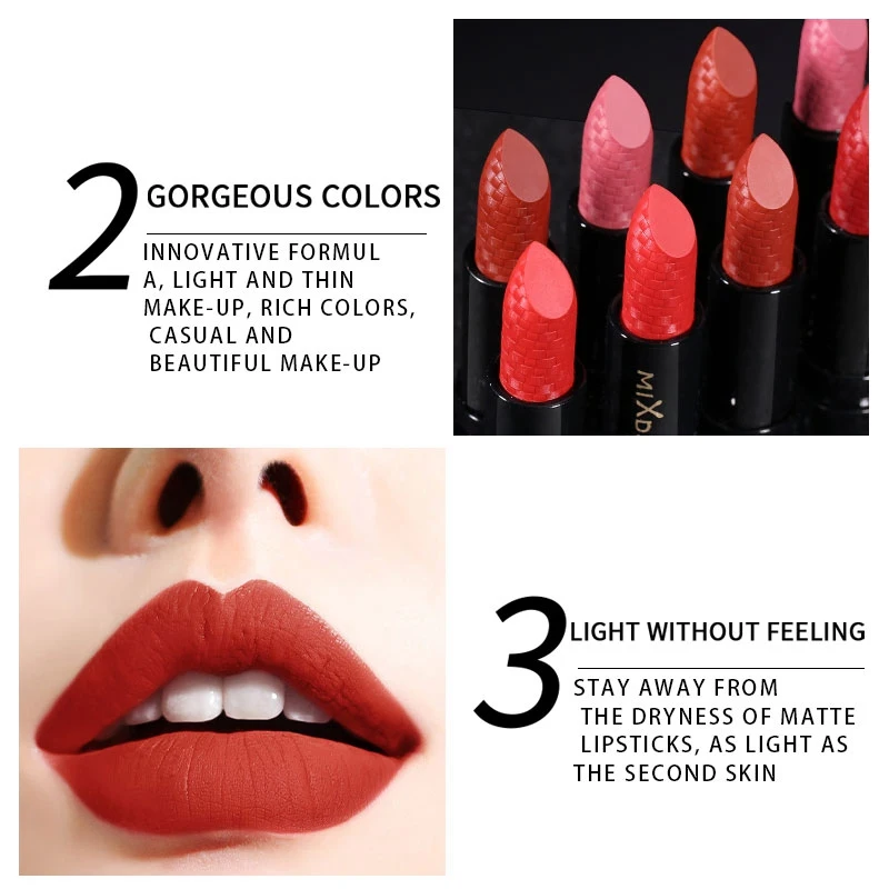 

9 Colors Waterproof Velvet Pigment Beauty Matte Lipstick Lip Tint Long Lasting Non-stick Cup Lip Stick Makeup