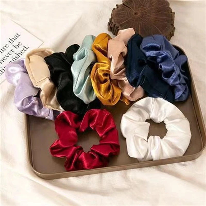 

3pcs/set New Items 2021 for Women Korean Style Beauty Satin Solid Hair Scrunchies Accessories Wholesale Headwear Hair Ties Girls