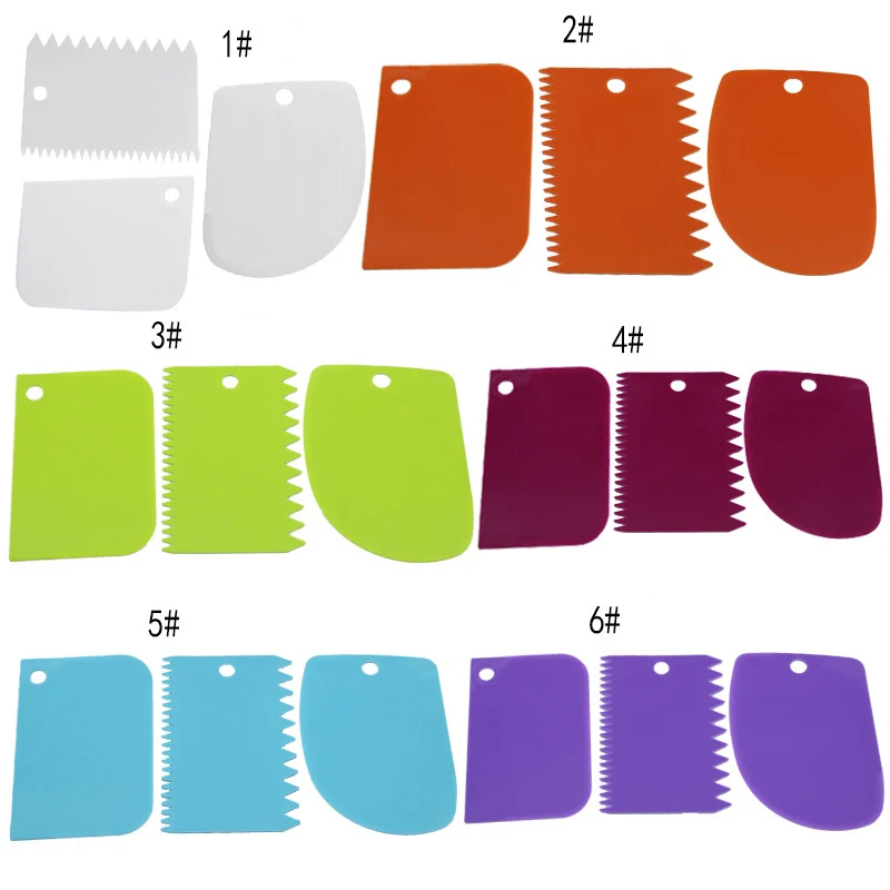 

3PCS/Set Baking & Pastry Spatulas Cakes Cutter Tools Bread Slicer Baking Multifunctional Irregular Teeth Edge DIY Cream Scraper