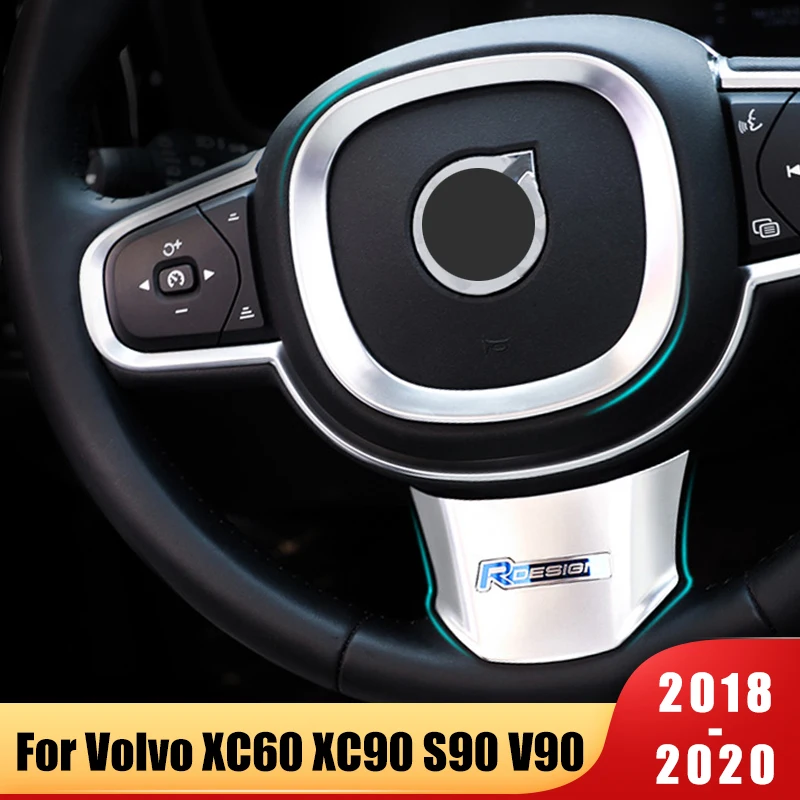 

For Volvo XC60 XC90 V90 S90 2018 2019 2020 Stainless Steel Car Styling Steering Wheel Trim Sequin Cover Sticker Accessories