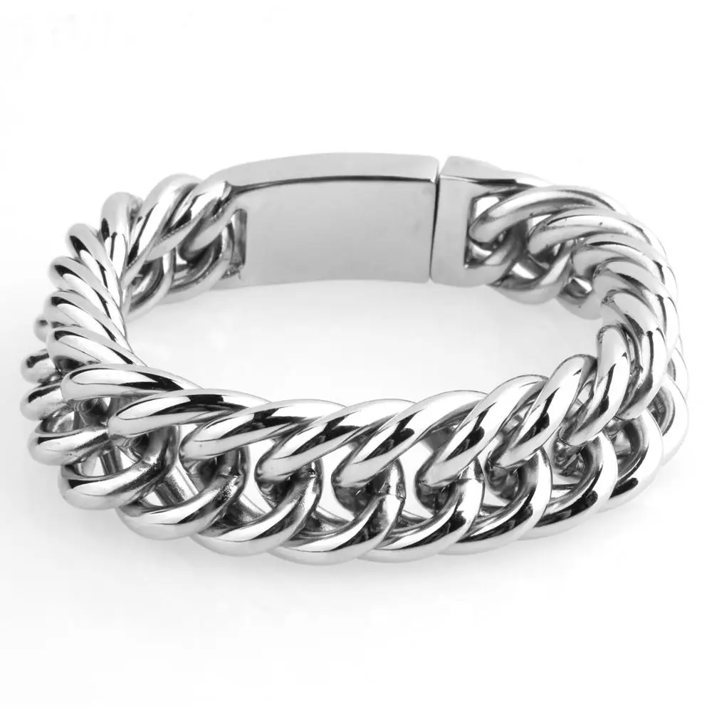 

19mm Charming 316L Stainless Steel Jewelry Miami Cuban Curb Chain Gift Men Women Bracelet Bangle Xmas Gift New Buckle