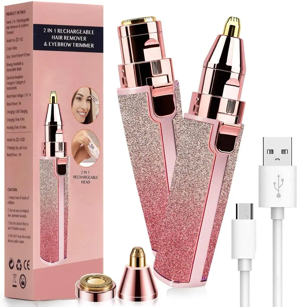 

Eyebrow Trimmer Women's Shaver Beauty Devices 2 In 1 Painless Mini Hair Removal Electric Rechargeable Eye Brow Hair Cutter