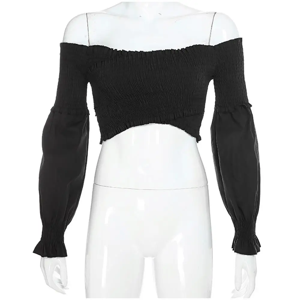 2020 элегантная женская блузка с пышными рукавами модная пикантная рубашка