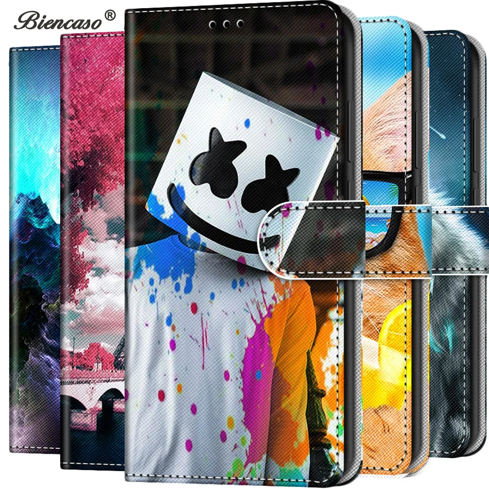 Чехол книжка из искусственной кожи с изображением милого кота льва Для Alcatel 1 1S 2019