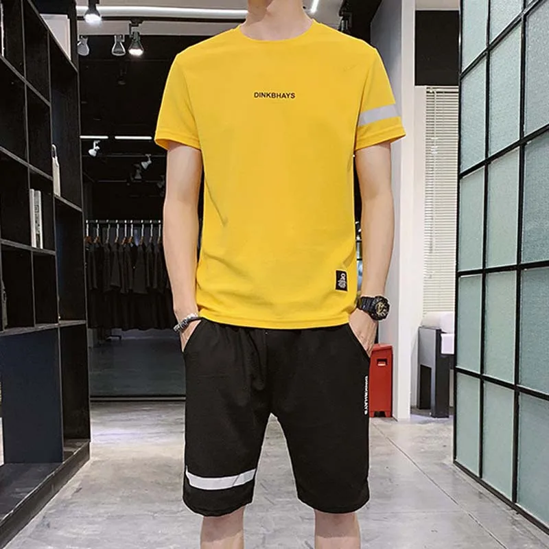 

Mens Sets have leisure Summer Clothes Short Sleeve T-Shirt and Shorts Suit Arbitrary Match 2021 New Chic Two Piece Set Men