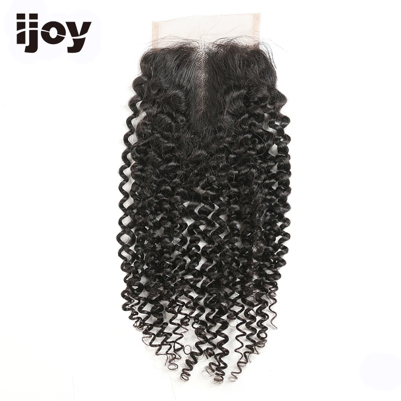 Kinky Curly Hair Closure человеческие волосы для наращивания 4x4 закрытие шнурка натуральный цвет "-20" бразильский кудрявый закрытие Non-Remy IJOY