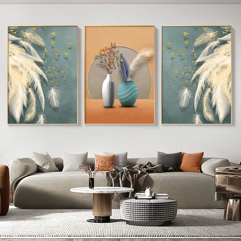 

Abstract feather Posters Print Modern still life Canvas Art Home Decor Scandinavian Bedroom Decoration Wall Painting Pictures