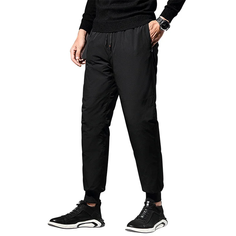 

factory Source winter pure color casual middle waist pants white duck down boys' Korean sports down pants