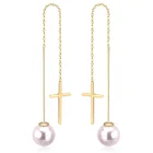 Комплект рождественских серег LUXUKISSKIDS в виде креста, длинные висячие серьги с искусственным жемчугом 2020 для женщин, модные ювелирные украшения, серьги