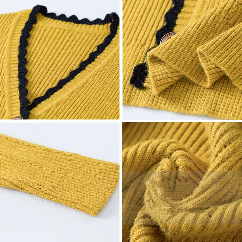 

Casual Slim Knitted Button Cardigan Korean Style Spring Ribbed Sweaters Coat Women 2021 New Long Sleeve Knitwear Tops Female