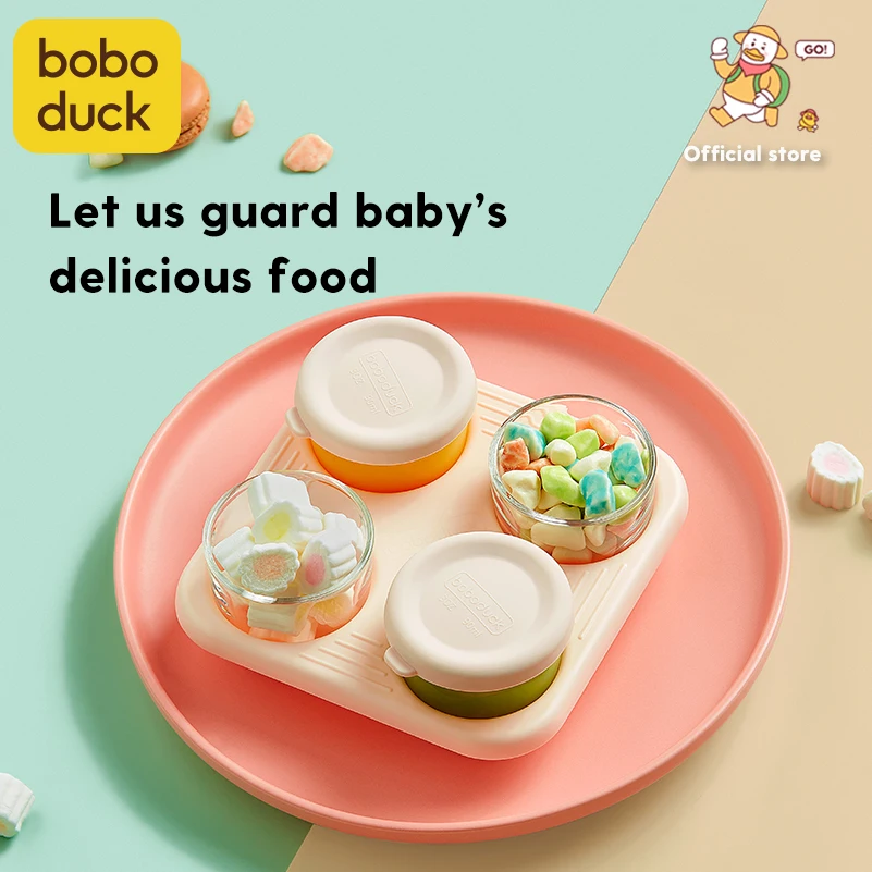 

Boboduck Baby Complementary Food Milk Powder Storage Cups Set Candy Snack Food Container Storage Box 4 x 90mL/3oz F9206/F9208