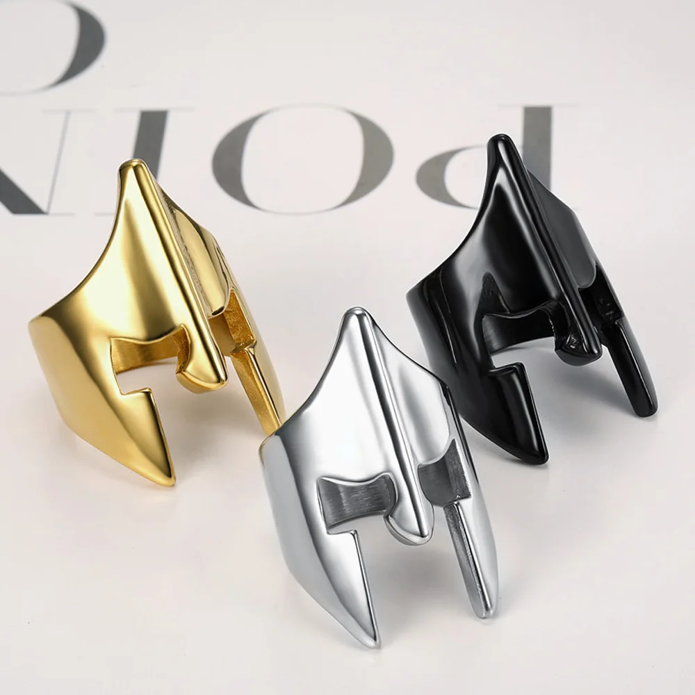 

Nordic Ethnic Faith Viking Warrior Spartan Helmet Ring Men Retro Stainless Steel Biker Mask Helmet Viking Ring Jewelry Gift