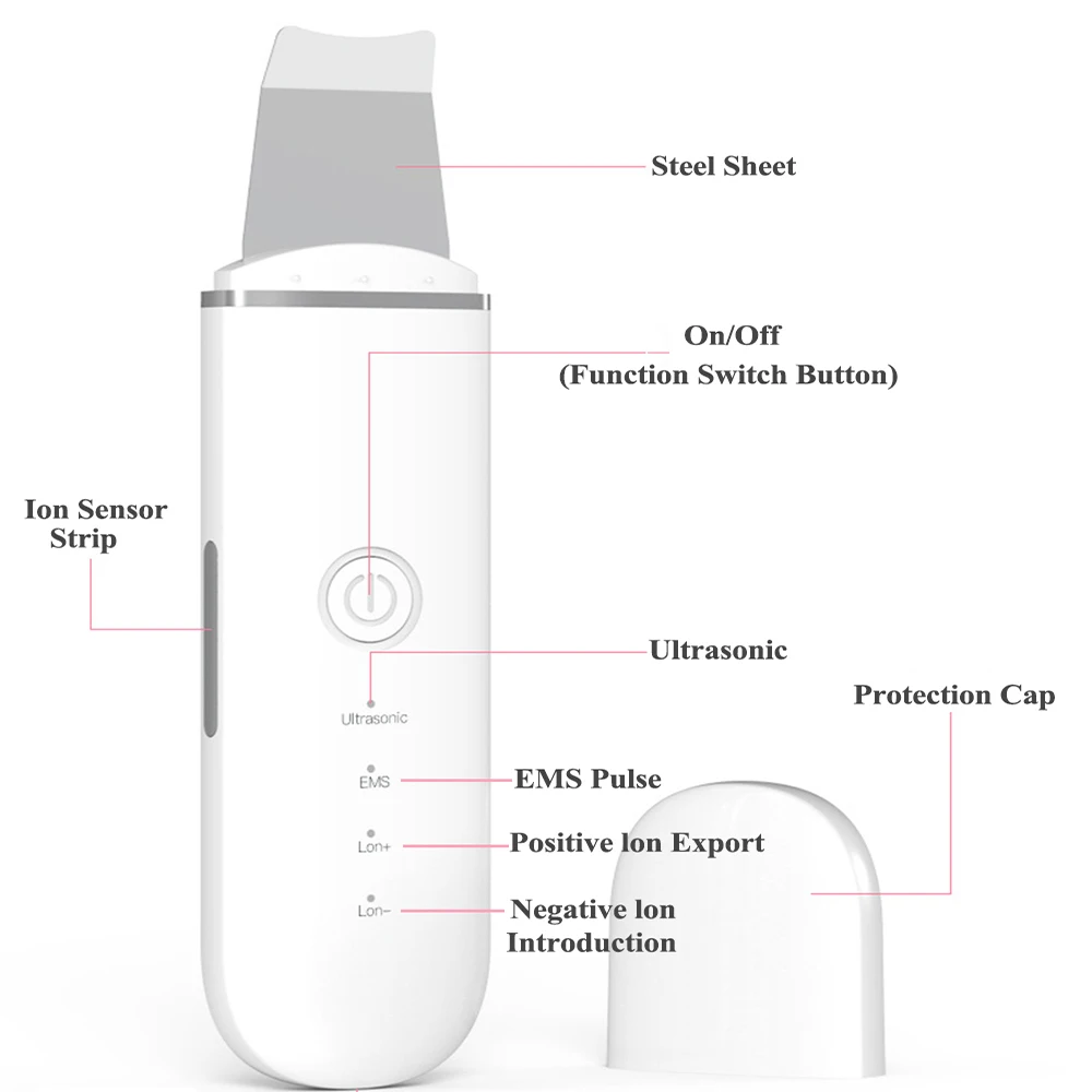 Beste Anada Ultrasone Huid Scrubber Diepe Gezicht Reinigen Ion Machine Peeling Schop Facial Pore Cleaner Gezicht Huid Scrubber Lift Machine