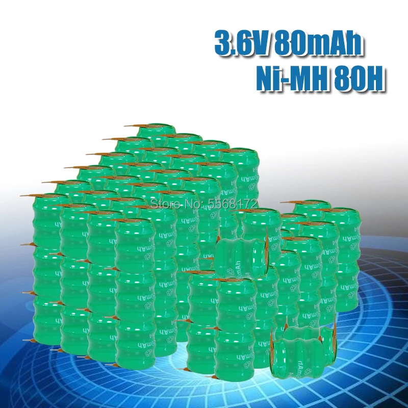 

10/20/50/100Pcs Original Brand 80mah 3.6v Ni-MH Rechargeable Button Cell Battery Ni MH Batteries With Pins