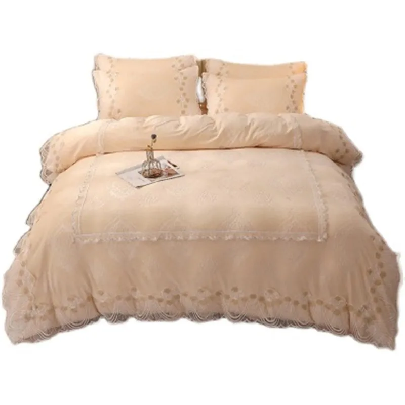 

4pcs Crystal velvet Bedding Set Luxury Queen Size Bed Sheets adult Quilt Soft Comforter Cotton Bedding Sets For Girl