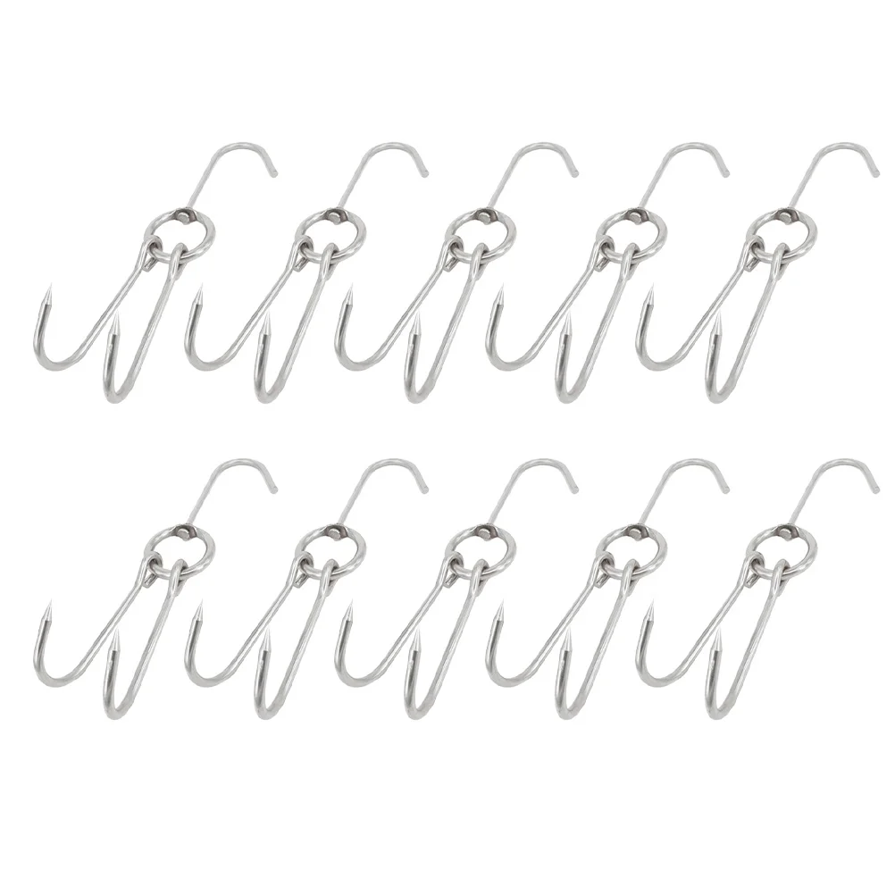 

10 Pcs Sturdy Meat Hooks Creative Poultry Hooks Simple BBQ Hooks (Silver)