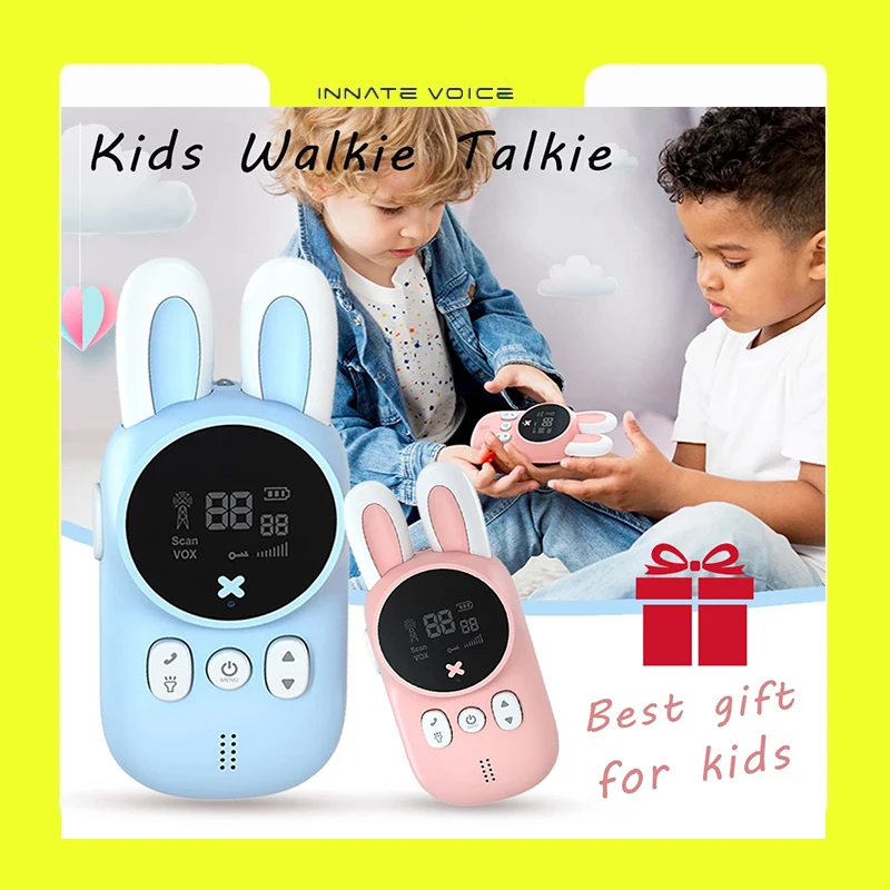 ZK50 2pcs/Set Children's Walkie Toy 1080P Children Walkie Talkie Mini Portable Two Way Radio 1-3 Km Walkies Family Child Gift