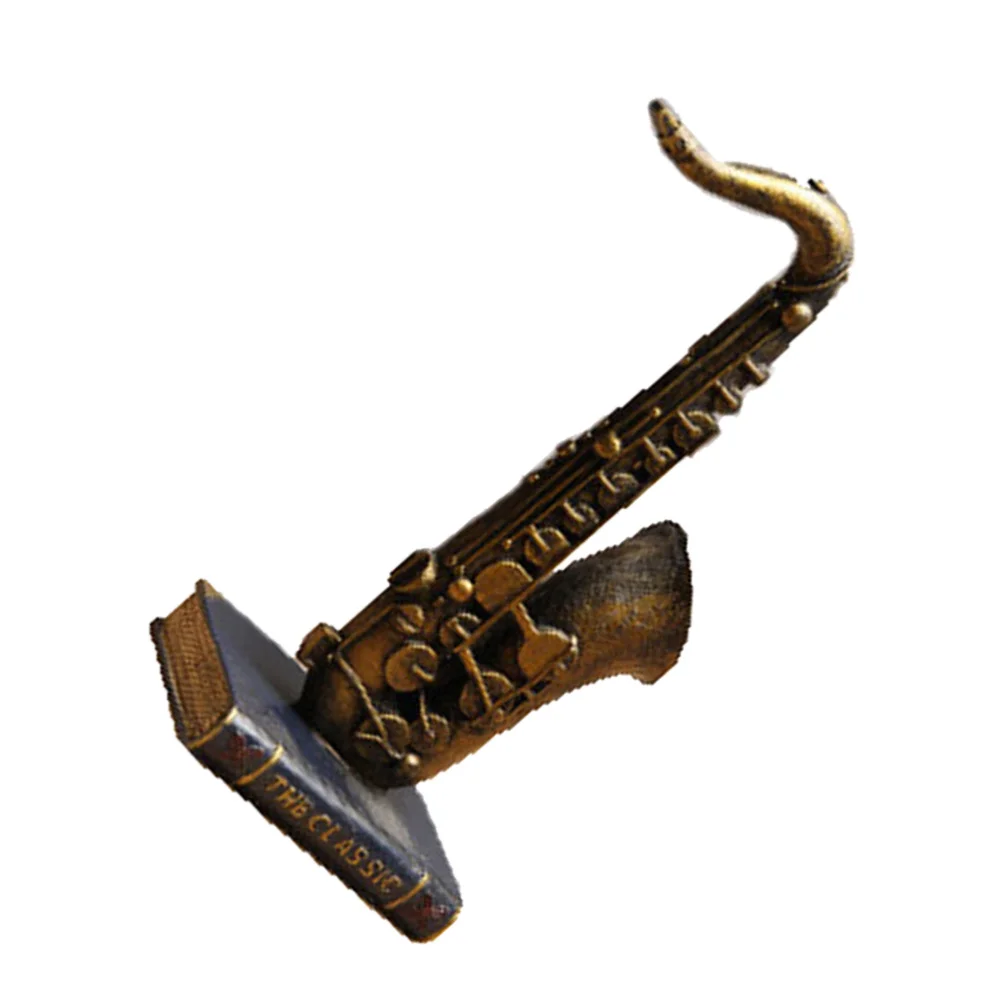

Musical Instrument Model Adornment Resin Saxophone Book Craft Retro Household Desktop Adornment (Saxophone Golden)