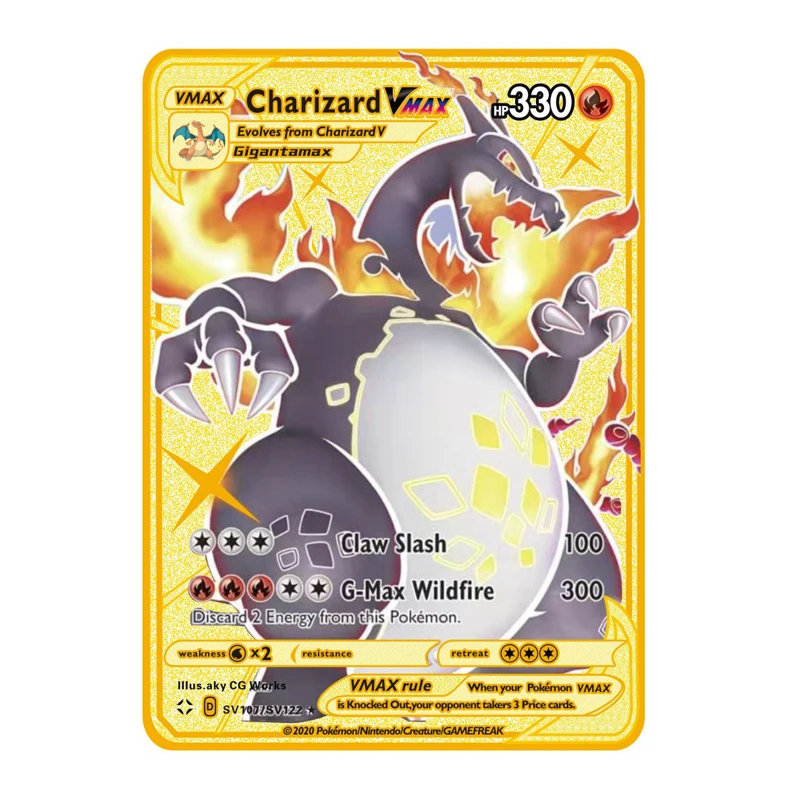 Редкие металлические карты Pokemon V Vmax Mewtwo EX HP170 Mew HP120 золотые коллекционные подарок