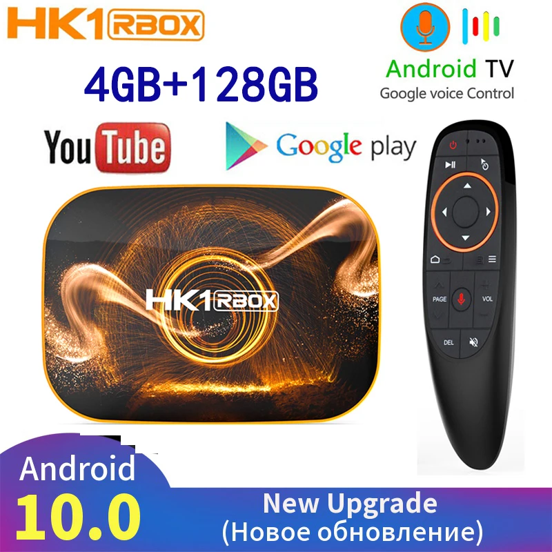 Приставка Смарт-ТВ HK1 RBOX RK3318 на Android 2020 4 + 64/10 0 ГБ 4K | Электроника