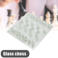 81014 glass chess set portable travel chess board game set beginner for kids and adults bhd2