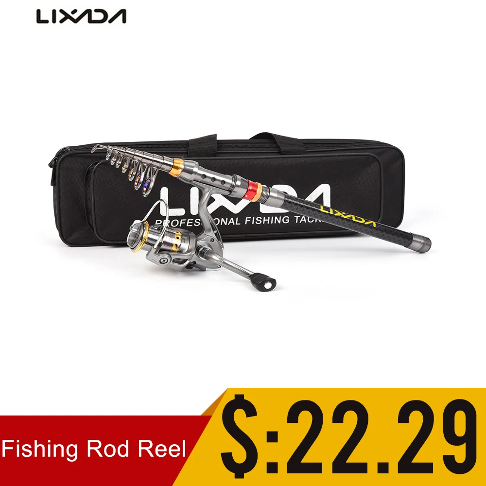 Телескопическая катушка для удочки Lixada комбинированный комплект из углеродного