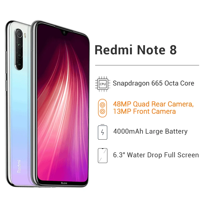 Xiaomi Redmi Note 8 смартфон с восьмиядерным процессором Snapdragon 665 ОЗУ 6 ГБ ПЗУ 128 48 МП 4000 мАч