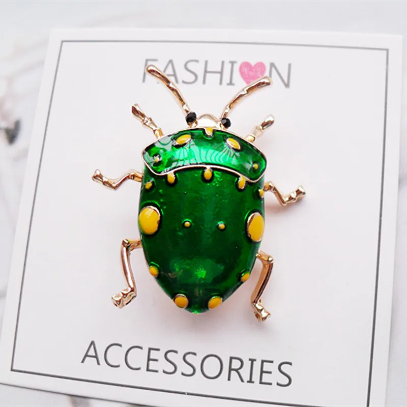 

Fashion Decorative Rhinestone Ladybird Cute Brooch Gold Color Women Painted Insect Pin Lady Gifts Corsage Coat Ornaments Jewelry