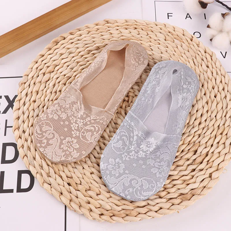 2 pairs as pic 1/2 пар модные женские носки для девочек летние носки Стиль кружевное платье с ц веточным рисунком короткие носки противоскользящ ие Невидимый лодыжки носки с принтом носки-Тапочки - Цвет: 2 pairs as pic