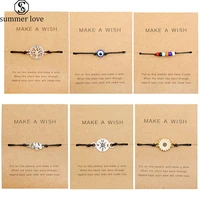 handmade braided charm bracelet for couples geometric map elephant compass nazar evil blue eye friendship jewelry gift