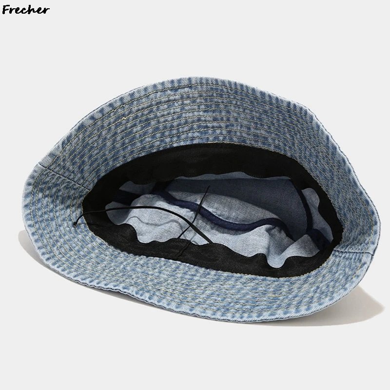 

Vintage Washed Denim Bucket Hat Blank Jean Fishing Cap Flat Top Fisherman Sun Hat Wide Brim Beach Panama Outdoor Sports Sunhat