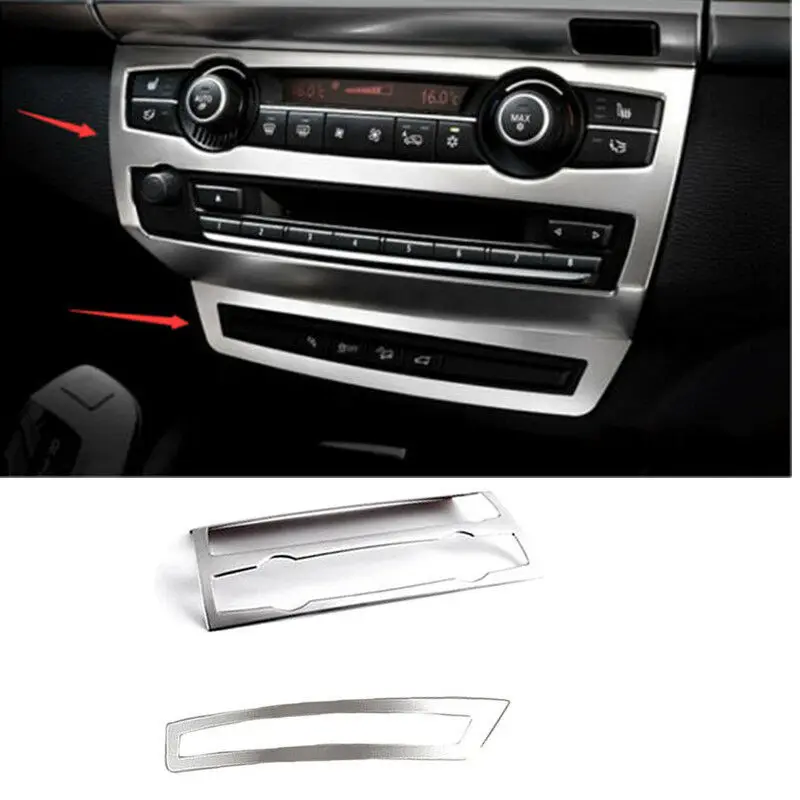 

for BMW X6 e71 2008 - 2014 Steel Console Switch Control Panel Cover Trim 2pcs