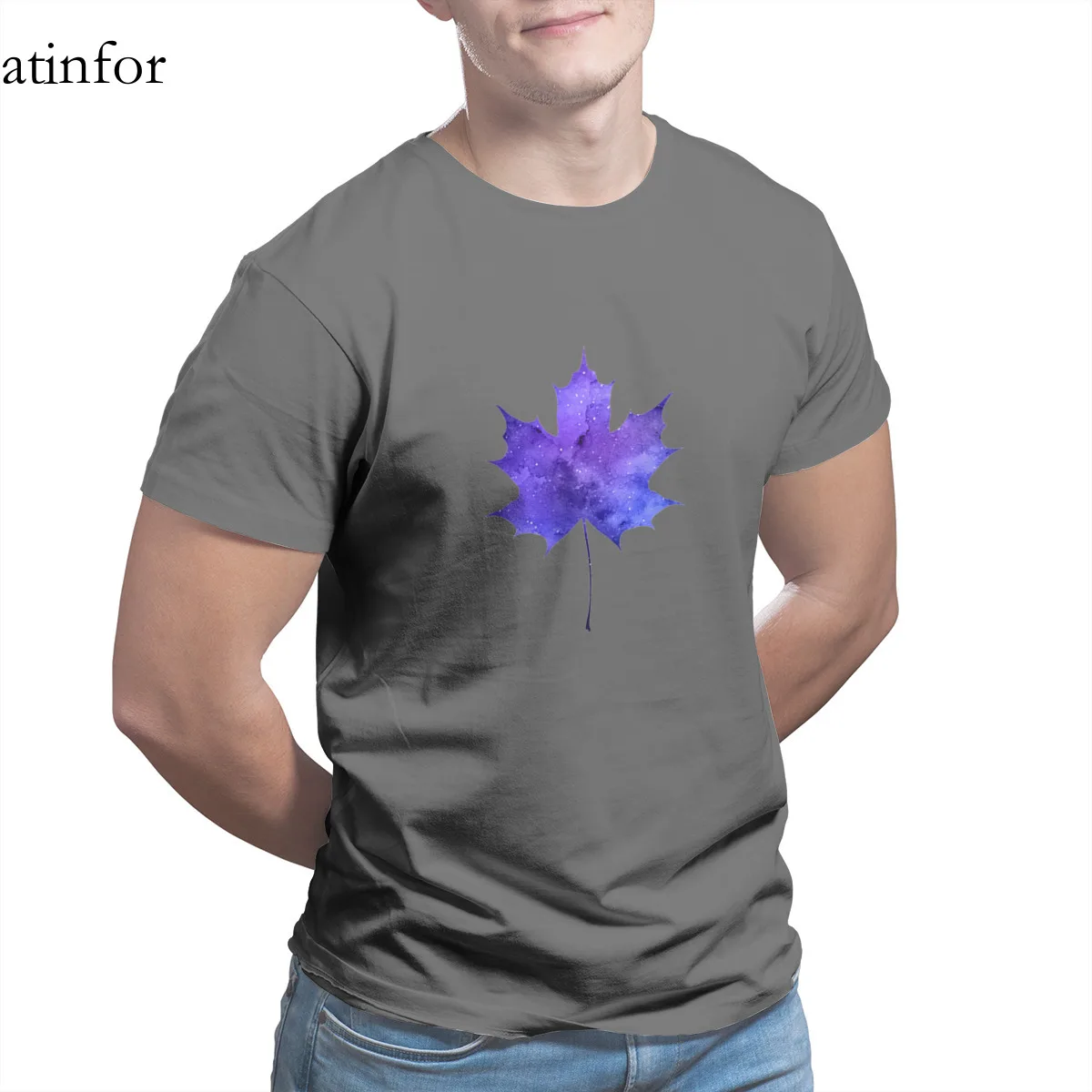 

Maple leaf purpor T-Shirt Vintage Funny Kawaii Short Sleeve top quality Plus Size Clothing 14978