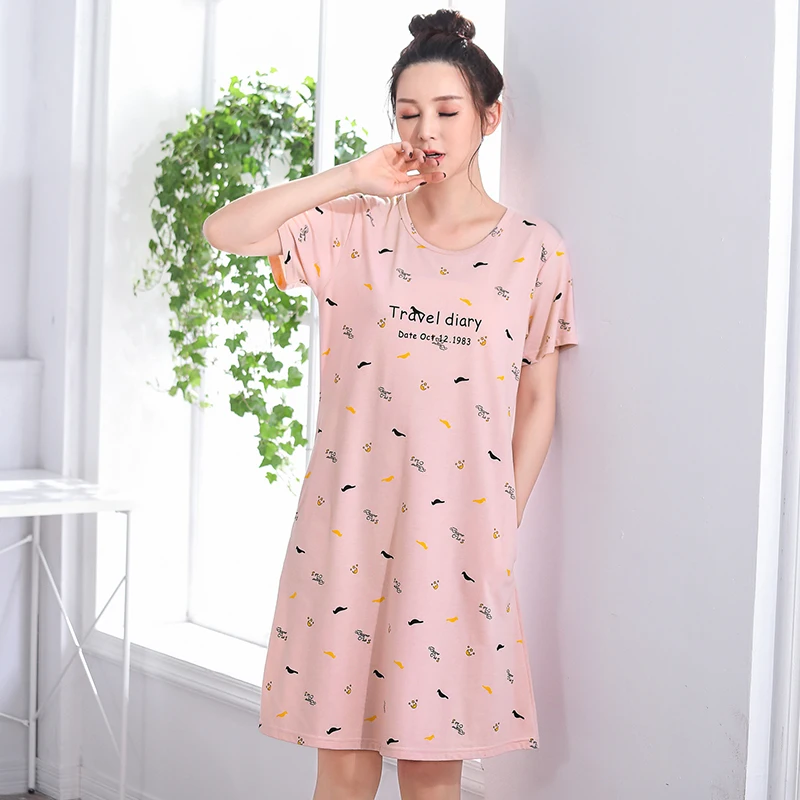 Ночное платье с героями мультфильмов для женщин ночное белье размера плюс 5XL