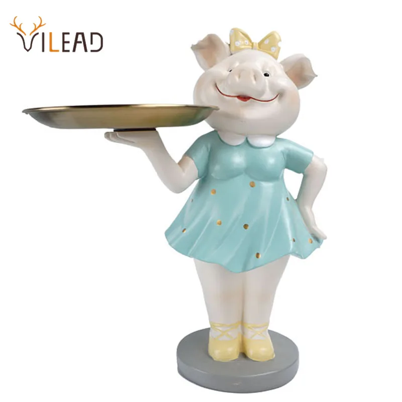 

VILEAD Resin Cute Pig Storage Tray Statue Nordic Home Decor Living Room Bedroom Desktop Decoration Kawaii Accessories Craft Gift