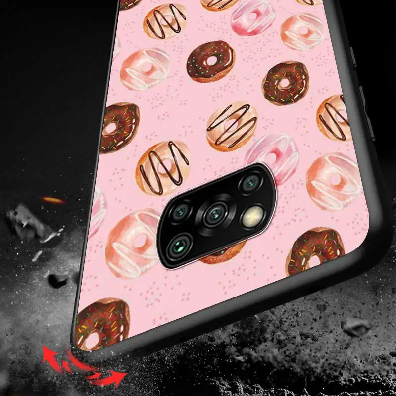 

Cake Donut Sweet For Xiaomi Redmi K30 K30S Mi 10T Lite Pro Poco X3 NFC X2 M3 M2 F2 Pro C3 F1 Black Phone Case