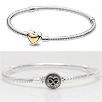 8 style 925 sterling silver bracelets charms diy domed golden heart heart infinity clasp crystal for women party jewelry gift