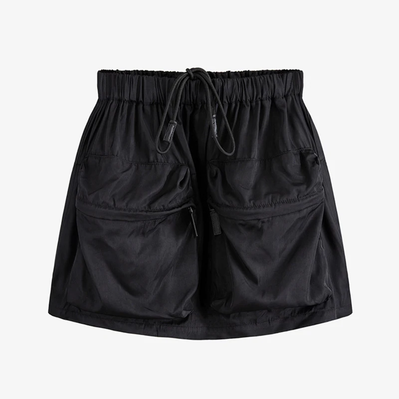 

Hit Color Skirts For Women High Waist Drawstring Female Fashion New Clothing Summer Patchwork Pocket Mini Skirt