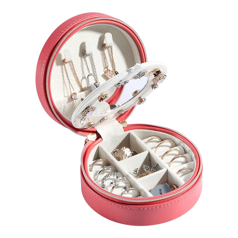 Портативный органайзер для колец и браслетов из ПУ на молнии ожерелья