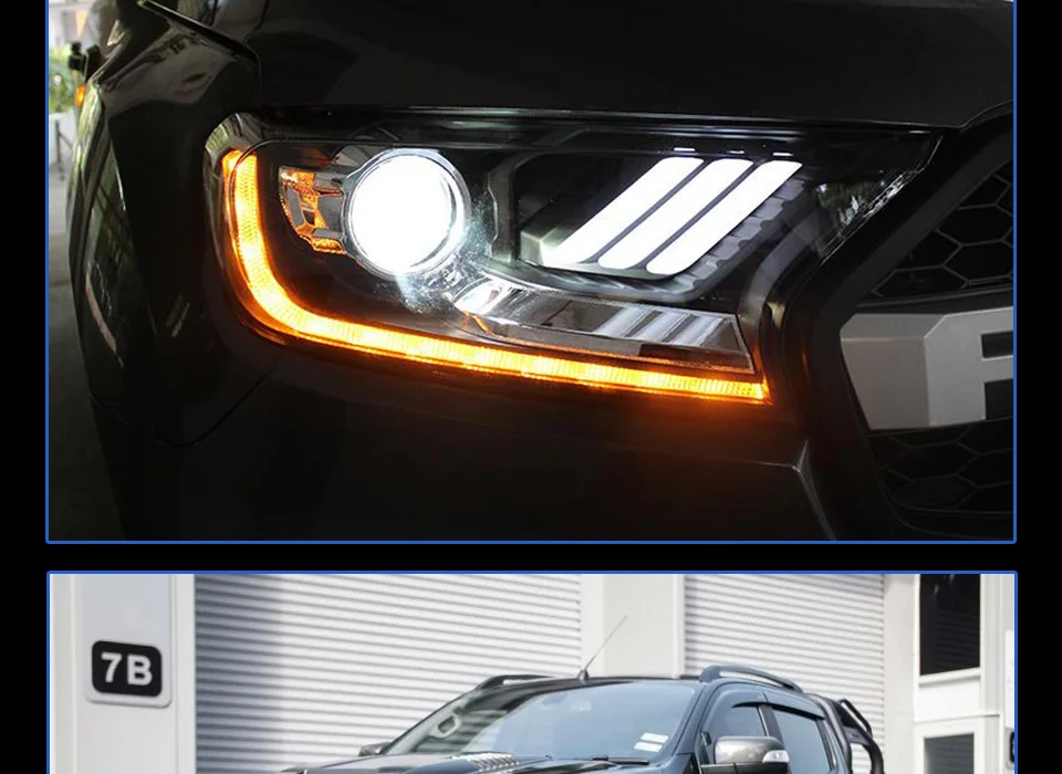 AKD тюнинговые Автомобильные фары для Ford Ranger Everest Endeavour фары Mustang светодиодный DRL ходовые огни биксеноновый луч противотуманные фары