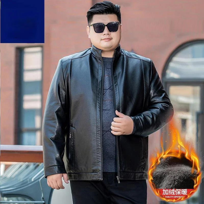 

2021 Winter Middle- Aged plus Size Fat Leather Jacket Loose Casual Jacket