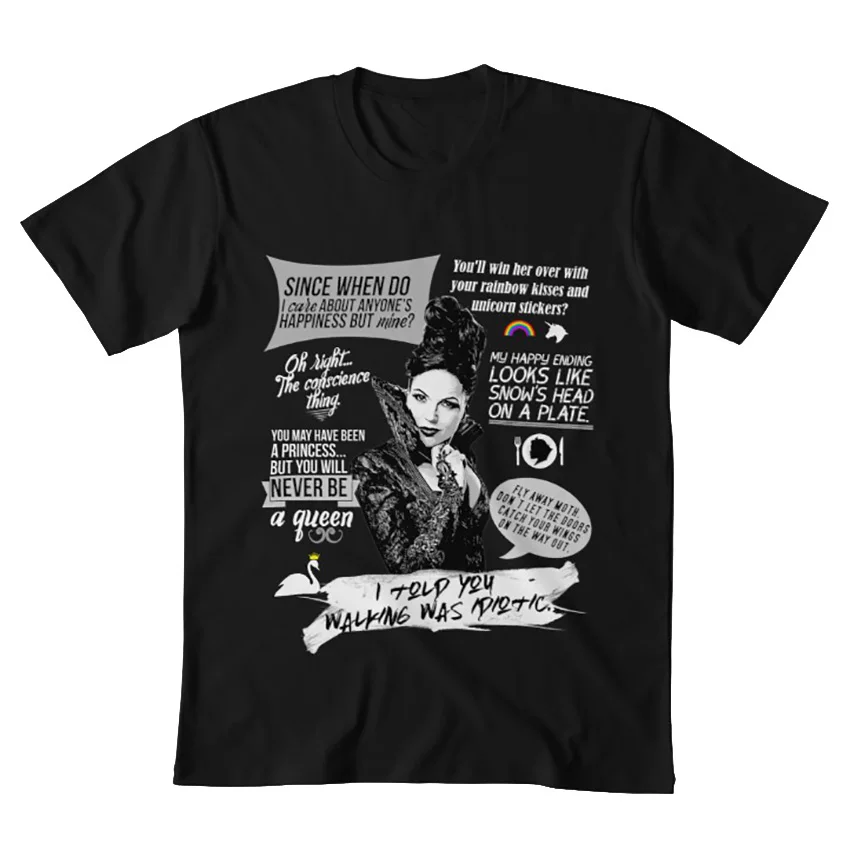 Злая королева/Регина милс цитаты-Ouat футболка Регина милс злой королевы один раз на время ouat lana parrilla цитаты Лебедь королева