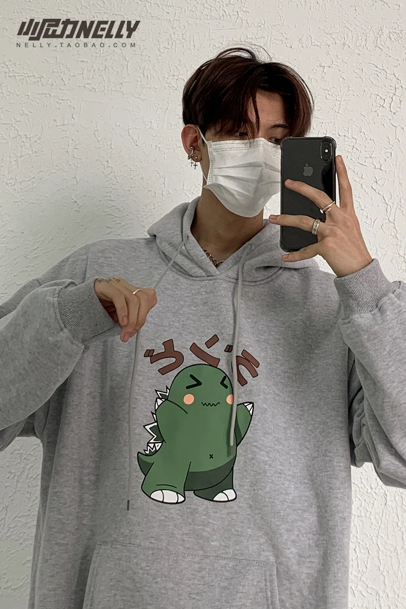 Мужская свободная толстовка с капюшоном уличная одежда белого и черного цвета